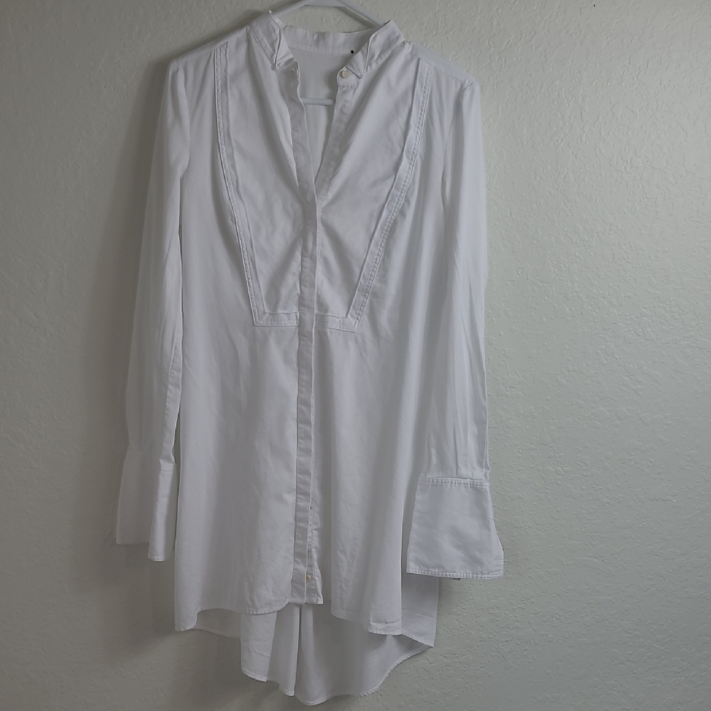Elegant White Women's Mini Shirt Drrss S